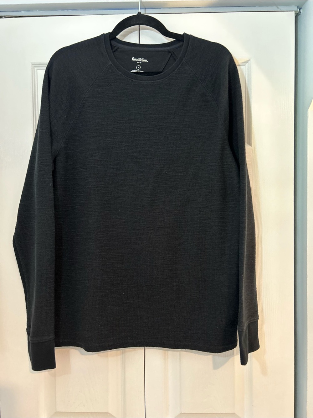 Goodfellow Black Thermal Long Sleeve Shirt Mens Large Waffle Knit Crewneck